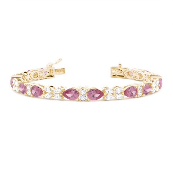 4 Prong Setting Pear Pink Tourmaline Tennis Bracelet