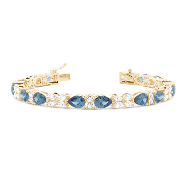 4 Prong Setting Pear Blue Topaz Tennis Bracelet