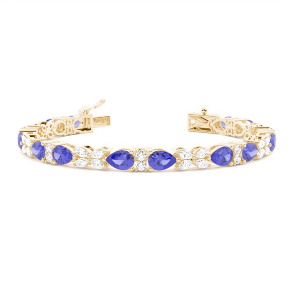 4 Prong Setting Pear Tanzanite Tennis Bracelet