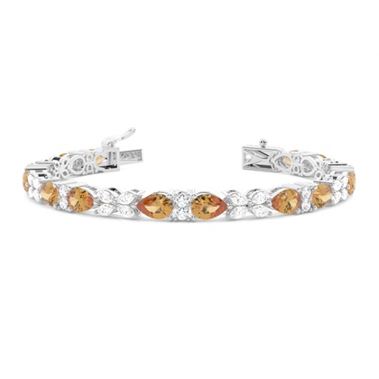                              Birnen-Citrin-Tennisarmband mit 4 Krappenfassungen