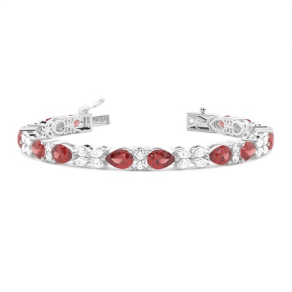                                      4 Prong Setting Pear Garnet Tennis Bracelet