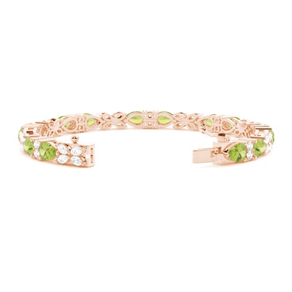 Birnen-Peridot-Tennisarmband mit 4 Krappenfassungen
