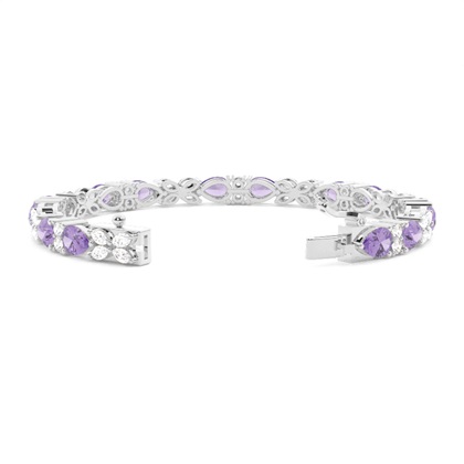 Birnen-Amethyst-Tennisarmband mit 4 Krappenfassungen