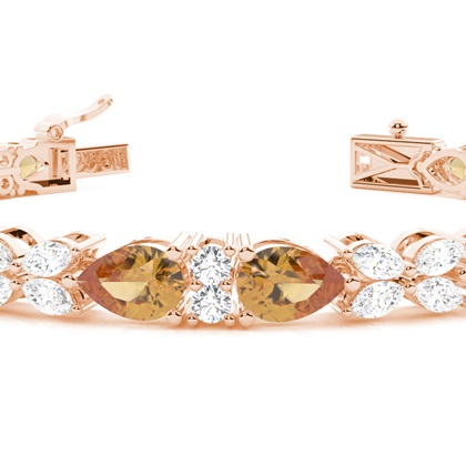 Birnen-Citrin-Tennisarmband mit 4 Krappenfassungen