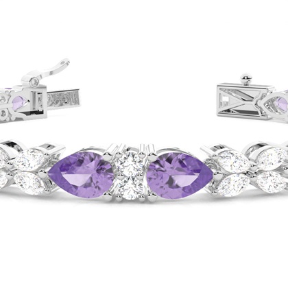4 Prong Setting Pear Amethyst Tennis Bracelet
