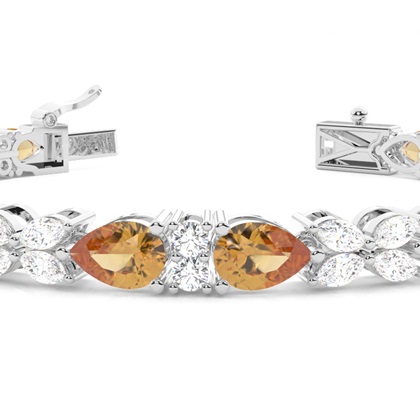 Birnen-Citrin-Tennisarmband mit 4 Krappenfassungen