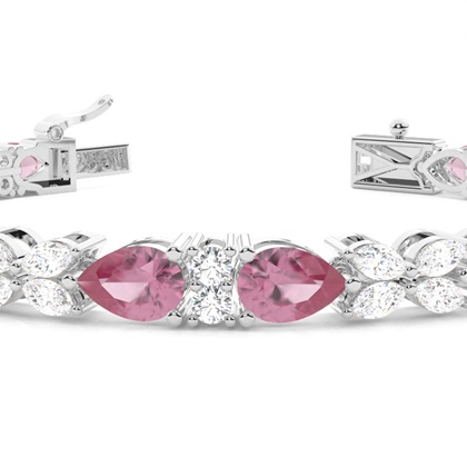 4-Krappen-Fassung Birnenrosa Turmalin-Tennis-Armband