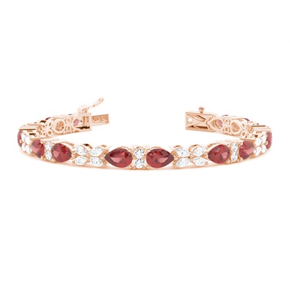 4 Prong Setting Pear Garnet Tennis Bracelet