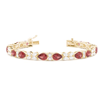 4 Prong Setting Pear Garnet Tennis Bracelet