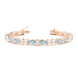 4 Prong Setting Pear Aquamarine Tennis Bracelet