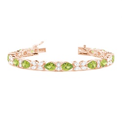 4 Prong Setting Pear Peridot Tennis Bracelet