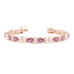 4 Prong Setting Pear Pink Tourmaline Tennis Bracelet