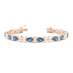 4 Prong Setting Pear Blue Topaz Tennis Bracelet