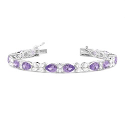 Birnen-Amethyst-Tennisarmband mit 4 Krappenfassungen