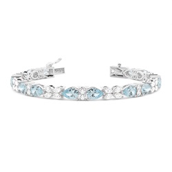 4 Prong Setting Pear Aquamarine Tennis Bracelet