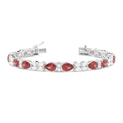 4 Prong Setting Pear Garnet Tennis Bracelet