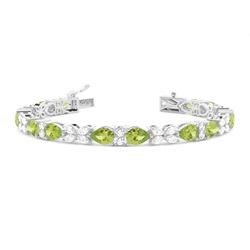 4 Prong Setting Pear Peridot Tennis Bracelet