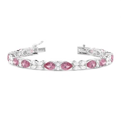 4 Prong Setting Pear Pink Tourmaline Tennis Bracelet