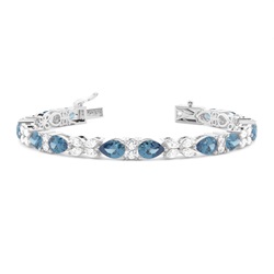 Birnenblauer Topas-Tennisarmband mit 4 Krappenfassungen