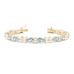 4 Prong Setting Pear Aquamarine Tennis Bracelet