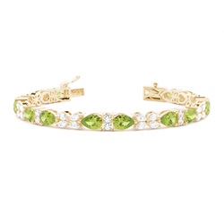 4 Prong Setting Pear Peridot Tennis Bracelet
