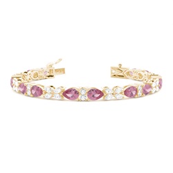 4 Prong Setting Pear Pink Tourmaline Tennis Bracelet