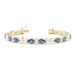 4 Prong Setting Pear Blue Topaz Tennis Bracelet