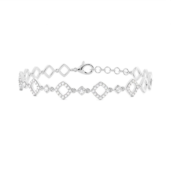 Plate Prong Setting Round Diamond Everyday Bracelet