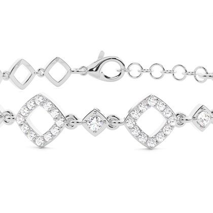 Plate Prong Setting Round Diamond Everyday Bracelet