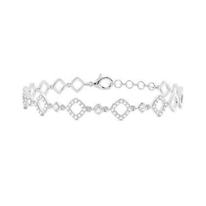 Plate Prong Setting Round Diamond Everyday Bracelet