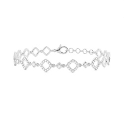 Plate Prong Setting Round Diamond Everyday Bracelet