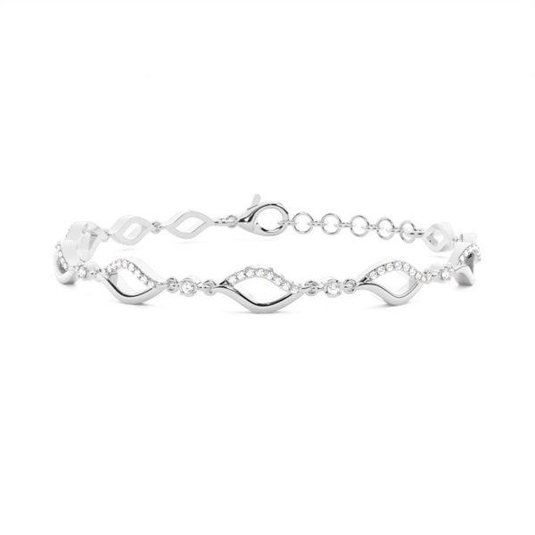 Plate Prong Setting Round Diamond Everyday Bracelet