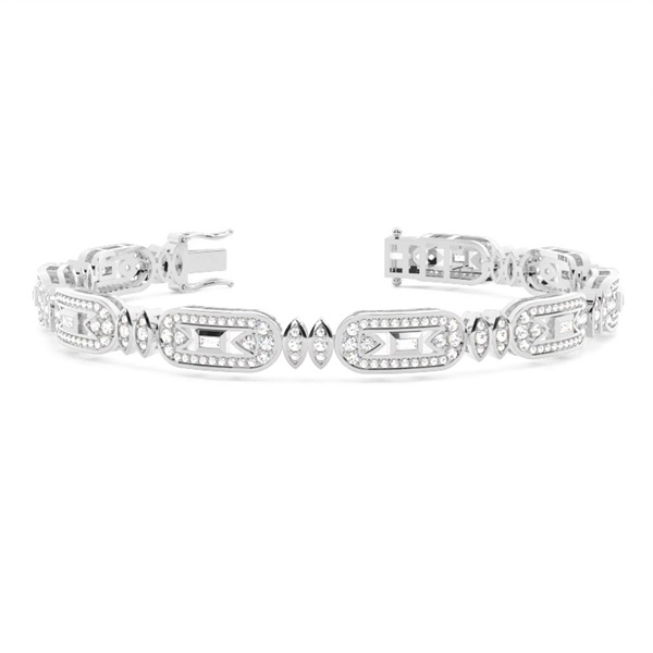 Pave Set Diamond Vintage Look Tennis Bracelet