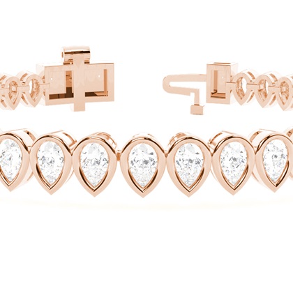 Ovales Tennisarmband mit tropfenförmigen Diamanten