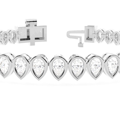 Ovales Tennisarmband mit tropfenförmigen Diamanten