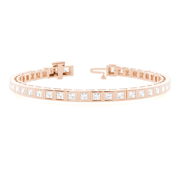 Fancy cut Princess Bezel set Tennis Bracelet