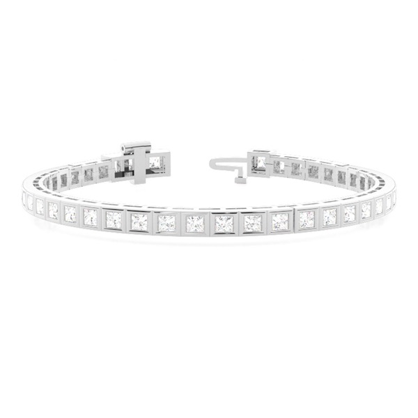 Fancy cut Princess Bezel set Tennis Bracelet