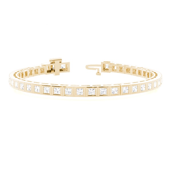 Fancy cut Princess Bezel set Tennis Bracelet