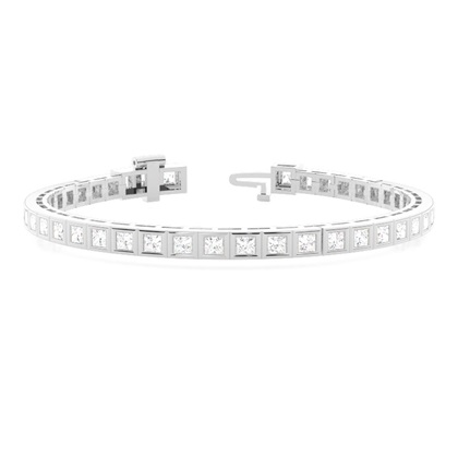 Fancy cut Princess Bezel set Tennis Bracelet