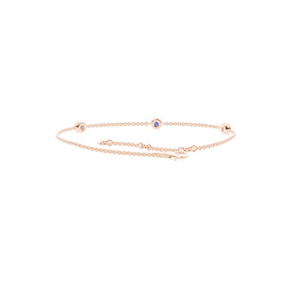 Kulatý modrý safírový rámecek Delicate Chain Bracelet
