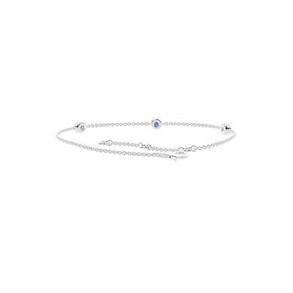 Kulatý modrý safírový rámecek Delicate Chain Bracelet