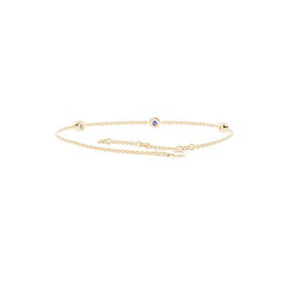 Kulatý modrý safírový rámecek Delicate Chain Bracelet