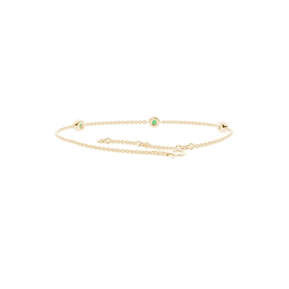 Kulatý smaragdový rámecek Delicate Chain Bracelet