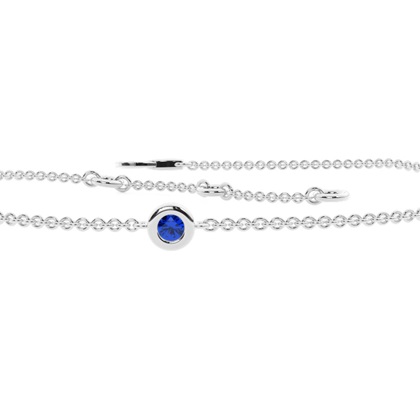 Kulatý modrý safírový rámecek Delicate Chain Bracelet