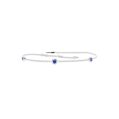 Kulatý modrý safírový rámecek Delicate Chain Bracelet