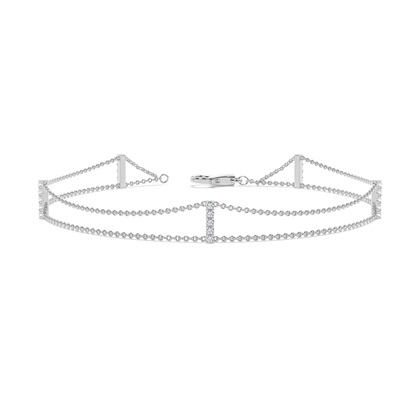 Double Chain Diamond Bar Bracelet