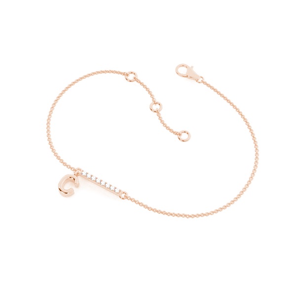 C Initial Diamond Deliacte Chain Bracelet