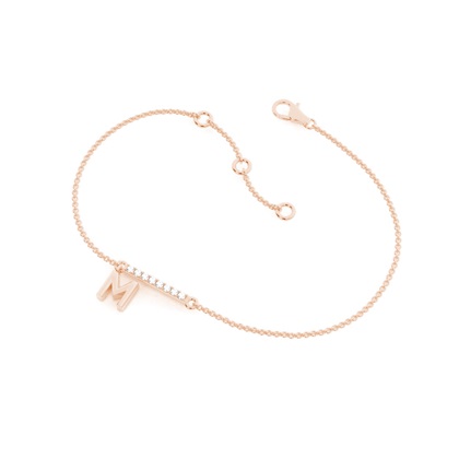 M Initial Diamond Deliacte Chain Bracelet
