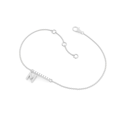 M Initial Diamond Deliacte Chain Bracelet