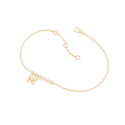 M Initial Diamond Deliacte Chain Bracelet